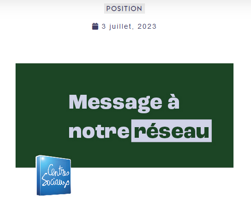 Message à notre réseau